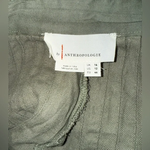 NWOT Moss Green Anthropologie Pleated Linen skirt shorts 12 - Picture 11 of 13